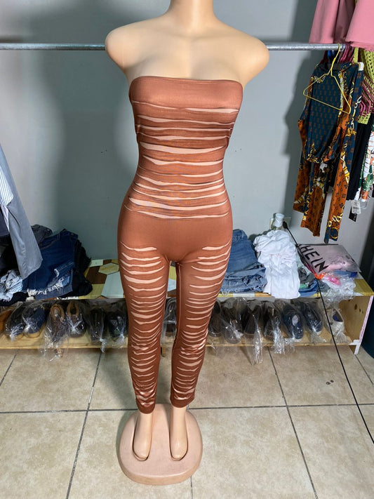 Ripped Tube Unitard Jumpsuit