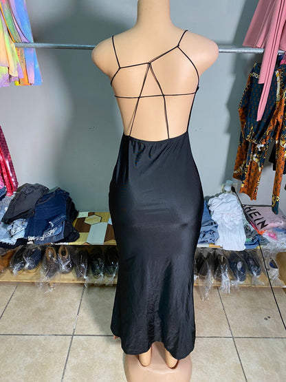 Solid Mermaid Hem Cami Backless Dress