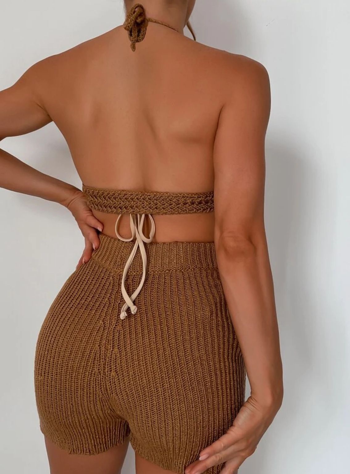 Hollow Out Halter Cover Up Set